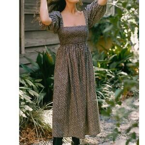 Christy Dawn Katrina Smocked Black Floral Dress . Medium